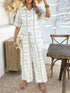'Splendory' Collared Print Top and Pants Set - Celes Fashion